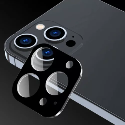 Techsuit - Teljes Kamera Üveg - iPhone 15 Pro / iPhone 15 Pro Max - Fekete üvegfólia