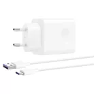 HUAWEI CP404B SuperCharge hálózati töltő adapter (Max 22.5W SE) + USB Type-C 1m kábel fehér