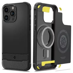   iPhone 15 Pro Max Spigen Rugged Armor Mag MagSafe tok matt fekete (ACS06561)