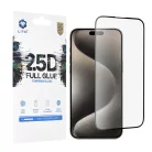 Lito - 2.5D Teljes Ragasztós Üvegfólia - iPhone 15 Pro Max - Fekete üvegfólia