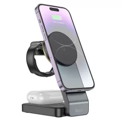   HOCO vezeték nélküli töltő 3 az 1-ben kompatibilis MagSafe 15W CQ3 fekete