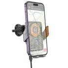HOCO autós telefontartó vezeték nélküli töltéssel a légkondicionáló rácsra 15W HW7 szürke
