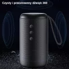 USAMS YC Széria Bluetooth 5.0 10W vízálló vezeték nélküli hangszóró hordozópánttal fekete YC01