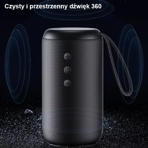 USAMS YC Széria Bluetooth 5.0 10W vízálló vezeték nélküli hangszóró hordozópánttal fekete YC01