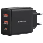 Hálózati töltő Baseus Cube, 30W, 3A, 1 x USB-C - 2 x USB-A, Fekete P10111402113-00