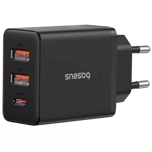 Hálózati töltő Baseus Cube, 30W, 3A, 1 x USB-C - 2 x USB-A, Fekete P10111402113-00