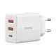 Wall Charger Baseus GaN 2x USB, Type-C, Gyors töltés, 30W - Fehér