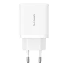 Wall Charger Baseus GaN 2x USB, Type-C, Gyors töltés, 30W - Fehér