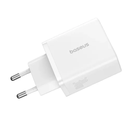 Wall Charger Baseus GaN 2x USB, Type-C, Gyors töltés, 30W - Fehér