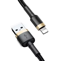   Baseus Cafule Nylon harisnyázott USB/Lightning kábel QC3.0 2A 3m fekete/arany (CALKLF-RV1)