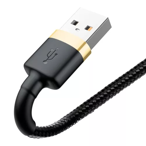 Baseus Cafule Nylon harisnyázott USB/Lightning kábel QC3.0 2A 3m fekete/arany (CALKLF-RV1)