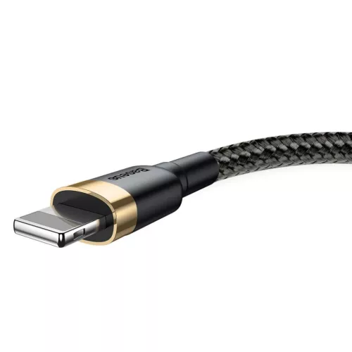 Baseus Cafule Nylon harisnyázott USB/Lightning kábel QC3.0 2A 3m fekete/arany (CALKLF-RV1)