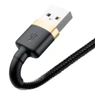 Baseus Cafule Nylon harisnyázott USB/Lightning kábel QC3.0 2.4A 1m fekete/arany (CALKLF-BV1)