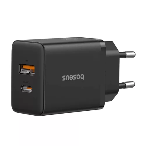 Baseus - Fali töltő (P10111403113-00) - USB, Type-C, Gyors töltés 20W - Fekete klaszter