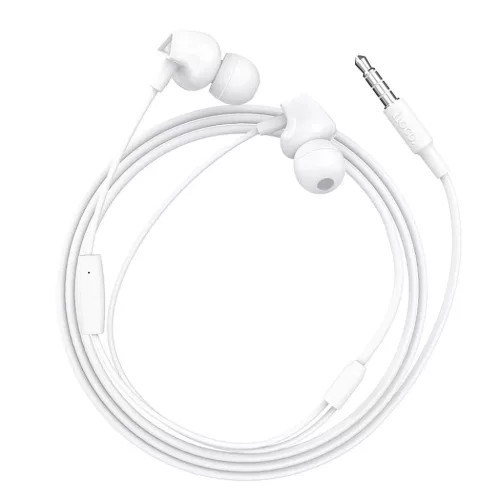 HOCO Perfect Sound Vezetékes 3.5mm jack fülhallgató mikrofonnal fehér