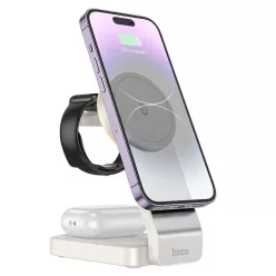   HOCO vezeték nélküli töltőállomás 3in1 kompatibilis MagSafe 15W CQ3 fehér