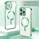 iPhone 14 Pro Techsuit - Luxus Kristály MagSafe - Világoszöld tok