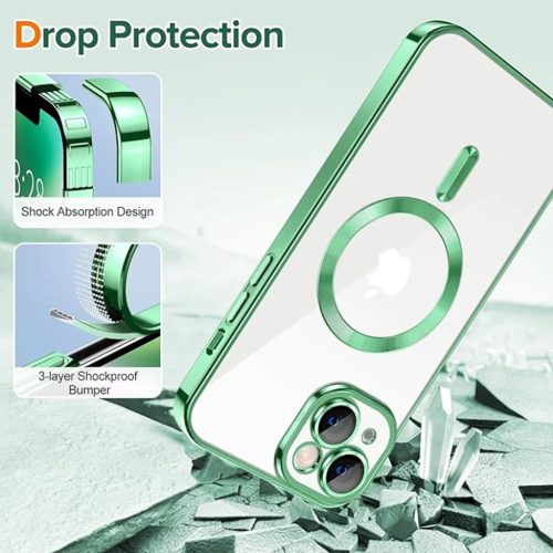 iPhone 14 Plus - Techsuit - Luxus Kristály MagSafe - Világoszöld tok