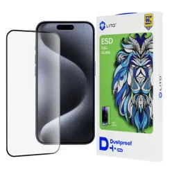 Lito - D+ Pro Porálló - iPhone 15 Pro - Fekete üvegfólia