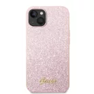iPhone 14 Plus Guess PC/TPU Glitter Flakes Metal Logo tok rózsaszín (GUHCP14MHGGSHP)