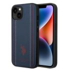 US Polo USHCP14MPFAV iPhone 14 Plus 6.7" sötétkék/kék bőr varrott tok