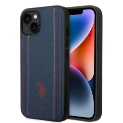   US Polo USHCP14MPFAV iPhone 14 Plus 6.7" sötétkék/kék bőr varrott tok