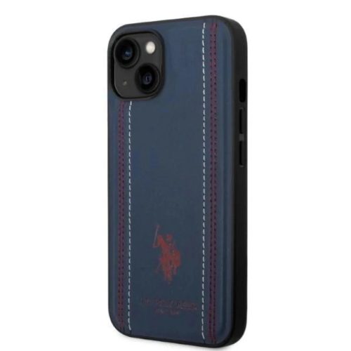 US Polo USHCP14MPFAV iPhone 14 Plus 6.7" sötétkék/kék bőr varrott tok
