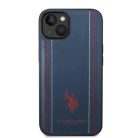 US Polo USHCP14MPFAV iPhone 14 Plus 6.7" sötétkék/kék bőr varrott tok