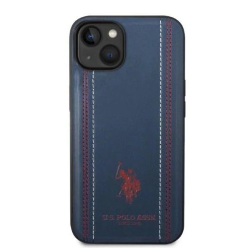 US Polo USHCP14MPFAV iPhone 14 Plus 6.7" sötétkék/kék bőr varrott tok