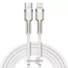 Baseus Cafule Metal nylon harisnyázott USB Type-C/ Lightning kábel PD 20W 2m fehér (CATLJK-B02)