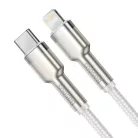 Baseus Cafule Metal nylon harisnyázott USB Type-C/ Lightning kábel PD 20W 2m fehér (CATLJK-B02)