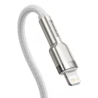 Baseus Cafule Metal nylon harisnyázott USB Type-C/ Lightning kábel PD 20W 2m fehér (CATLJK-B02)