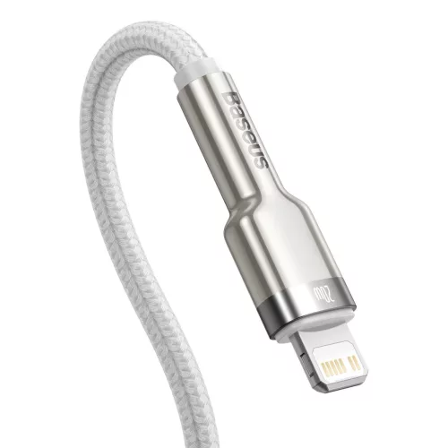 Baseus Cafule Metal nylon harisnyázott USB Type-C/ Lightning kábel PD 20W 2m fehér (CATLJK-B02)