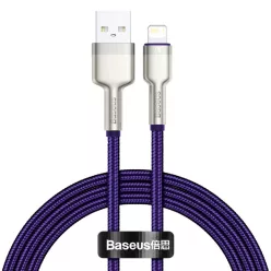   Baseus Cafule Metal nylon harisnyázott USB/ Lightning kábel 2.4A 1m lila (CALJK-A05)