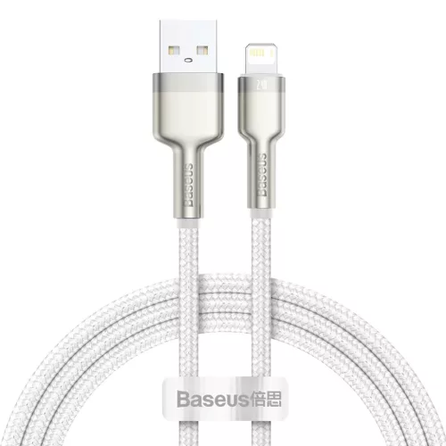 Baseus Cafule Metal nylon harisnyázott USB/ Lightning kábel 2.4A 1m fehér (CALJK-A02)
