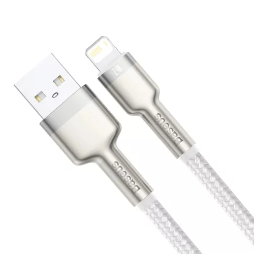 Baseus Cafule Metal nylon harisnyázott USB/ Lightning kábel 2.4A 1m fehér (CALJK-A02)
