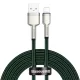 Baseus Cafule Metal nylon harisnyázott USB/ Lightning kábel 2.4A 2m zöld (CALJK-B06)
