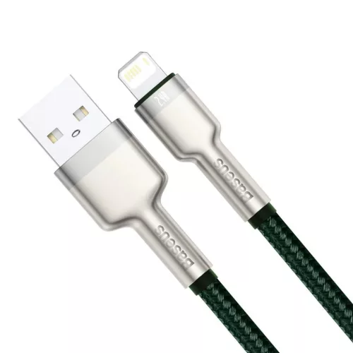 Baseus Cafule Metal nylon harisnyázott USB/ Lightning kábel 2.4A 2m zöld (CALJK-B06)