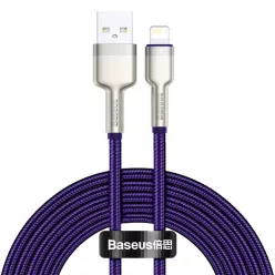   Baseus Cafule Metal nylon harisnyázott USB/ Lightning kábel 2.4A 2m lila (CALJK-B05)