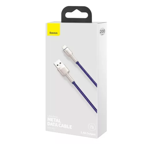 Baseus Cafule Metal nylon harisnyázott USB/ Lightning kábel 2.4A 2m lila (CALJK-B05)