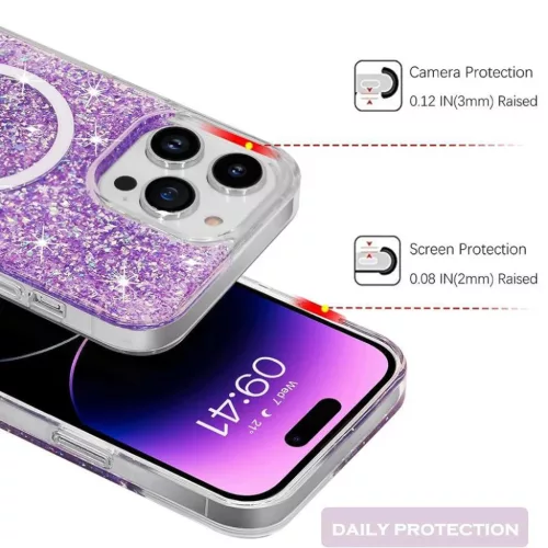 Techsuit - Csillogó Glitter MagSafe - iPhone 16 Pro - Kék tok