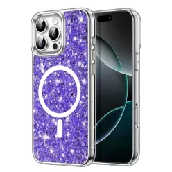  Techsuit - Csillogó Glitter MagSafe - iPhone 16 Pro - Lila tok
