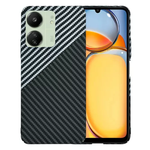 Techsuit - Karbonit Szálas Ház - Xiaomi Redmi 13C 4G / 13C 5G / Poco M6 / C65 - Rejtett Szürke tok