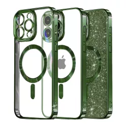   Techsuit - Luxus Csillogó MagSafe - iPhone 16 Pro - Mélyzöld tok