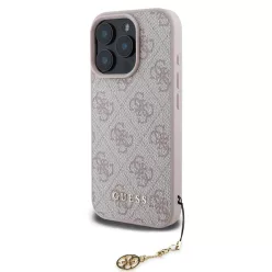 iPhone 16 Pro Egyszínű rózsaszín Guess 4G Charm tok