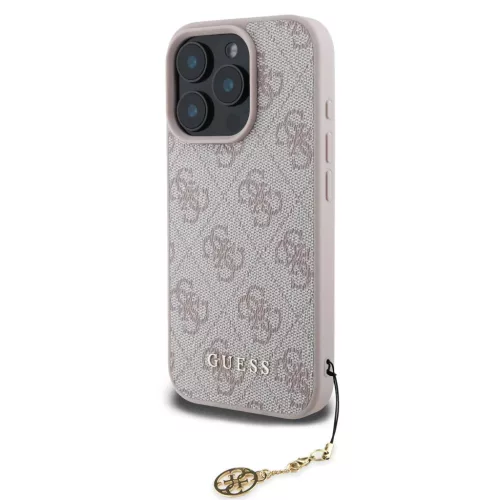iPhone 16 Pro Egyszínű rózsaszín Guess 4G Charm tok