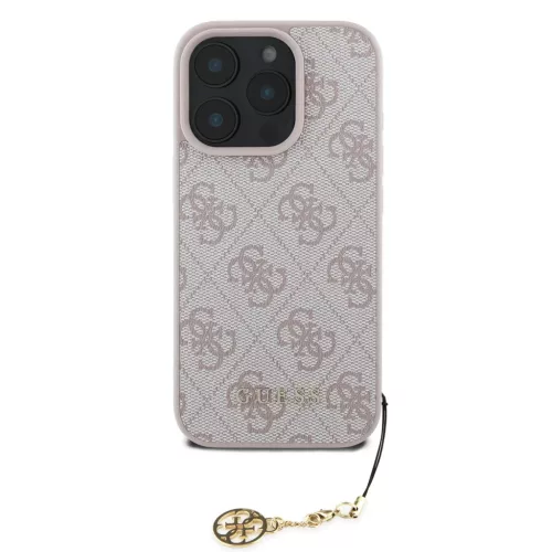 iPhone 16 Pro Egyszínű rózsaszín Guess 4G Charm tok