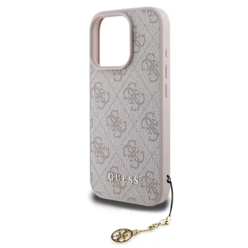iPhone 16 Pro Egyszínű rózsaszín Guess 4G Charm tok