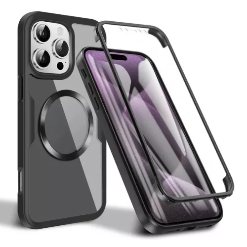Techsuit - ColorVerse 360 MagSafe sorozat + Kijelzővédő - iPhone 16 Pro - Fekete tok