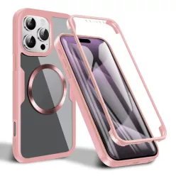  Techsuit - ColorVerse 360 MagSafe Széria + Képernyővédő - iPhone 16 Pro - Rózsaszín tok